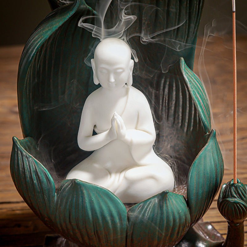 The Little Monk's lotus back-flow incense Burner - Juvrena