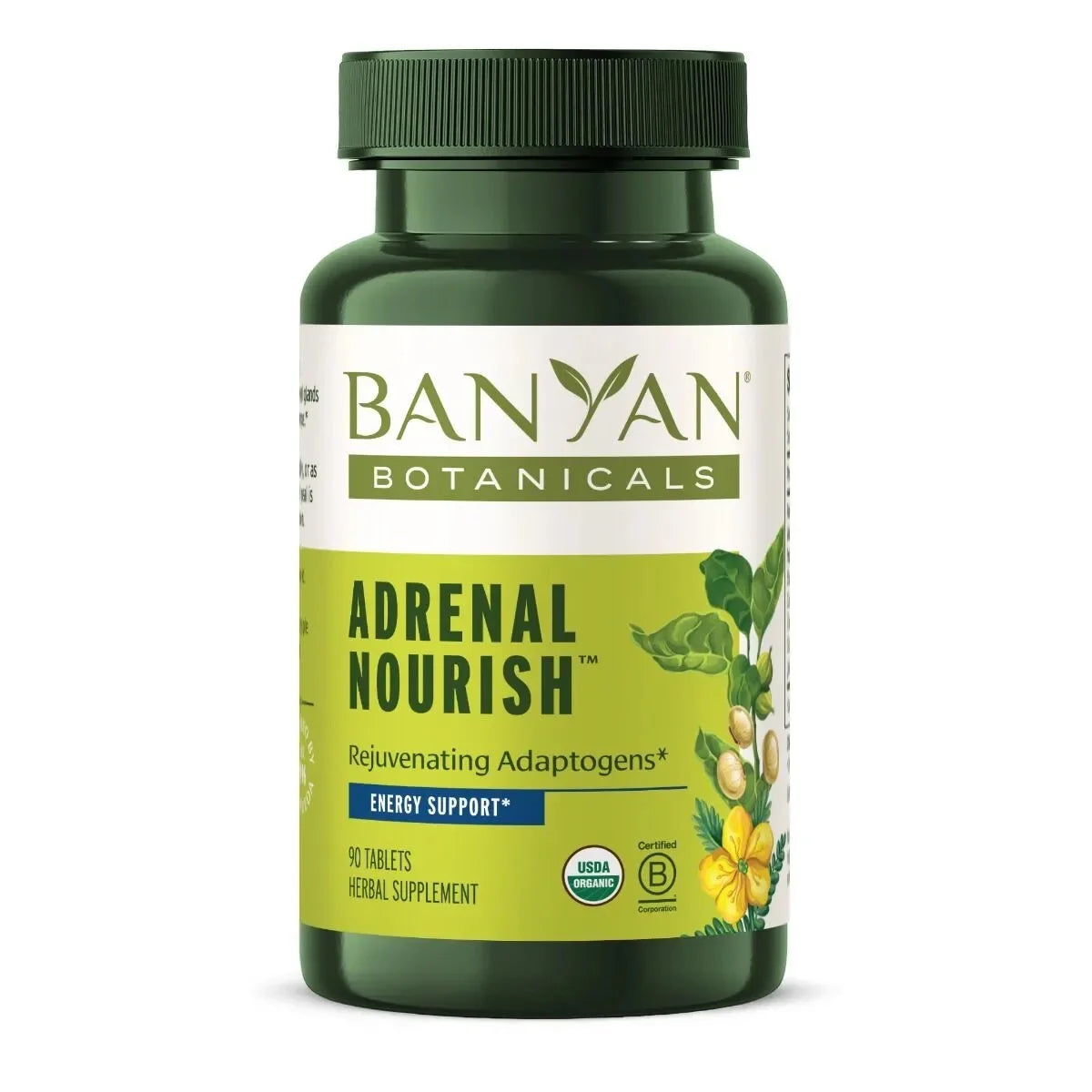 Adrenal Nourish – Organic Adaptogen Supplement - Adrenal Support for Natural Energy with Organic Ashwagandha, Gokshura & Guduchi* – 90 Tablets – Non-Gmo, Sustainably Sourced, Vegan