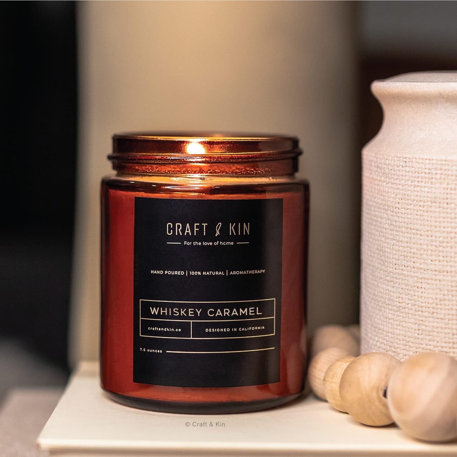 Scented Candles for Men | Premium Whiskey Caramel Scented Candle | All-Natural Soy Candles, Rustic Home Decor Novelty Candle, Non-Toxic Ultra Clean Burn Aromatherapy Amber Jar Candle