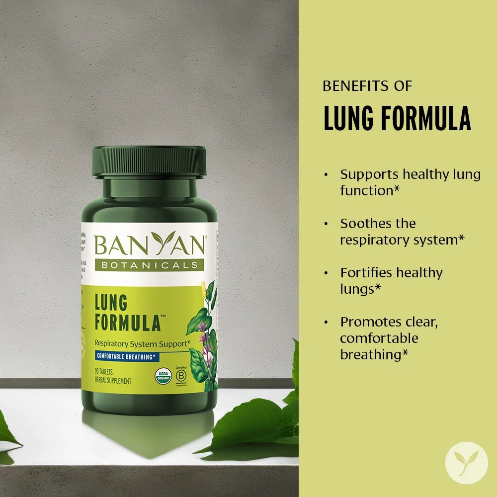 Lung Formula – Organic Respiratory Support for Lung Health – Plant-Based Blend with Licorice, Tulsi Leaf, and Other Lung Health Herbs – 90 Tablets – Non GMO Sustainably Sourced Vegan