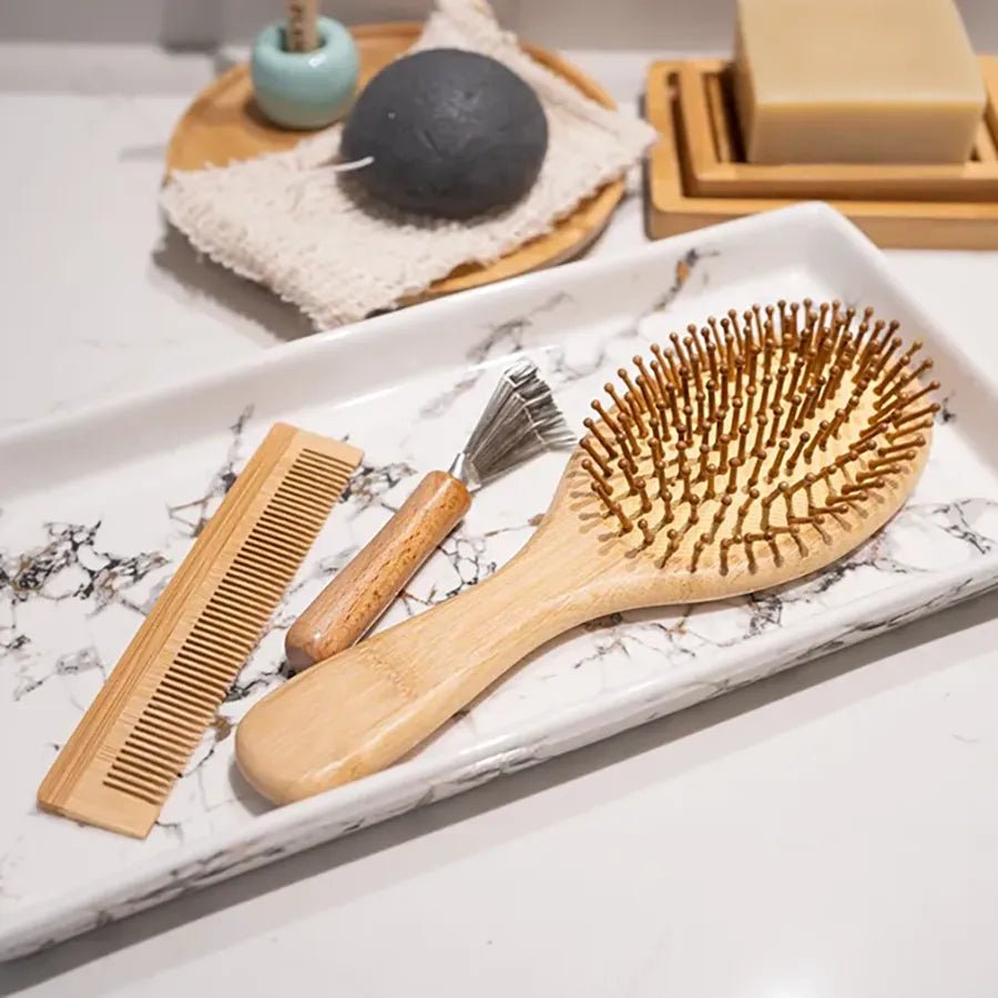 Bamboo Hair Brush Set - Juvrena