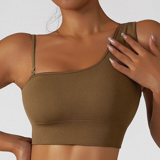 Summer Sexy Oblique Shoulder Yoga Clothes Tops - Juvrena