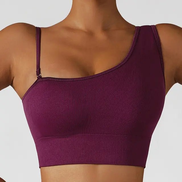 Summer Sexy Oblique Shoulder Yoga Clothes Tops - Juvrena