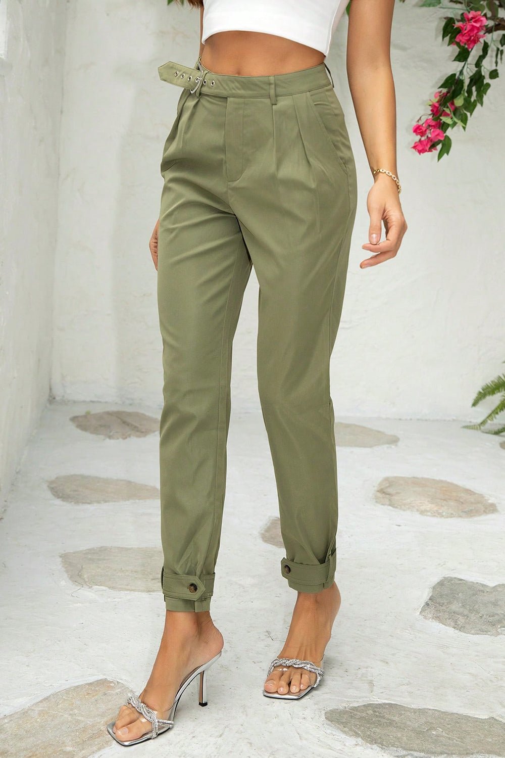 Belt Detail Jogger Pants - Juvrena