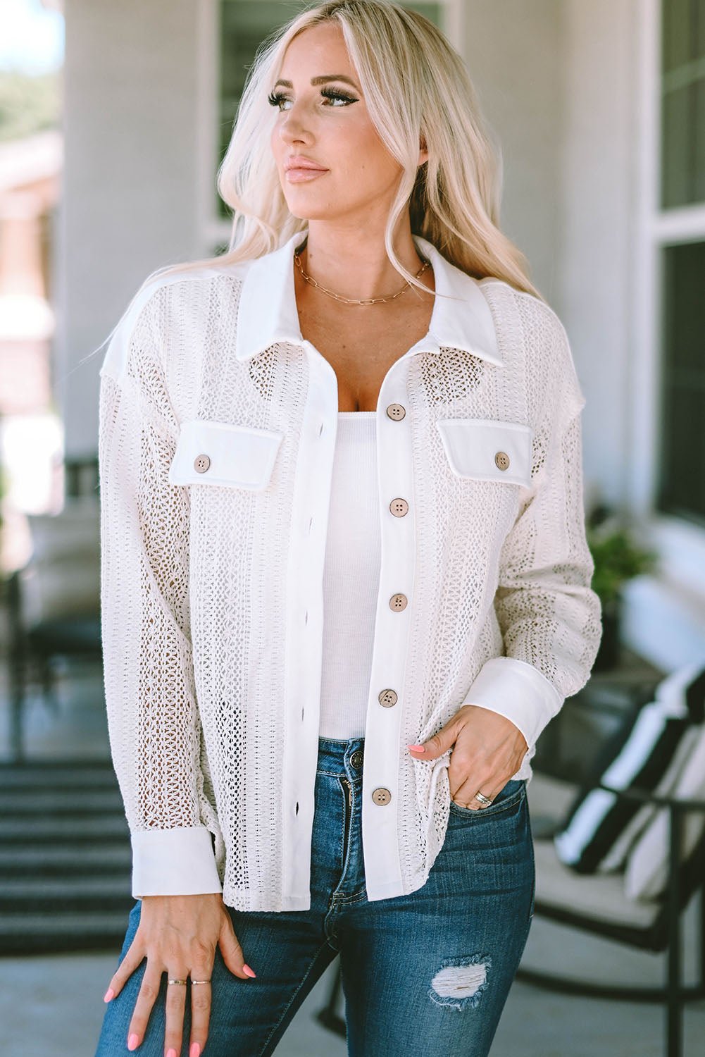 Button Down Collared Neck Jacket - Juvrena