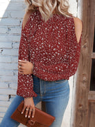 Floral Cold-Shoulder Blouse - Juvrena