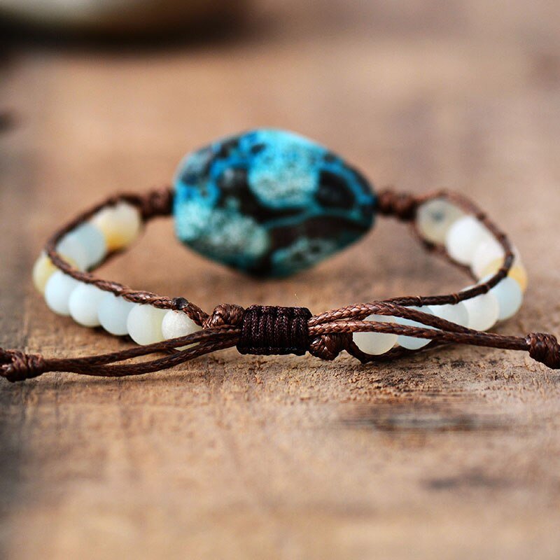 Handmade Amazonite Beaded Woven Wrap Bracelet - Juvrena