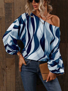 Printed Boat Neck Blouse - Juvrena