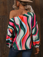 Printed Boat Neck Blouse - Juvrena