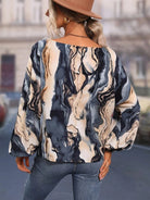 Printed Boat Neck Blouse - Juvrena