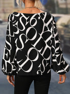 Printed Boat Neck Blouse - Juvrena