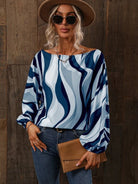 Printed Boat Neck Blouse - Juvrena