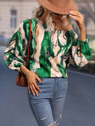 Printed Boat Neck Blouse - Juvrena