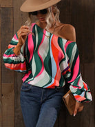 Printed Boat Neck Blouse - Juvrena