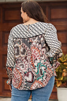 Printed Flounce Sleeve Blouse - Juvrena