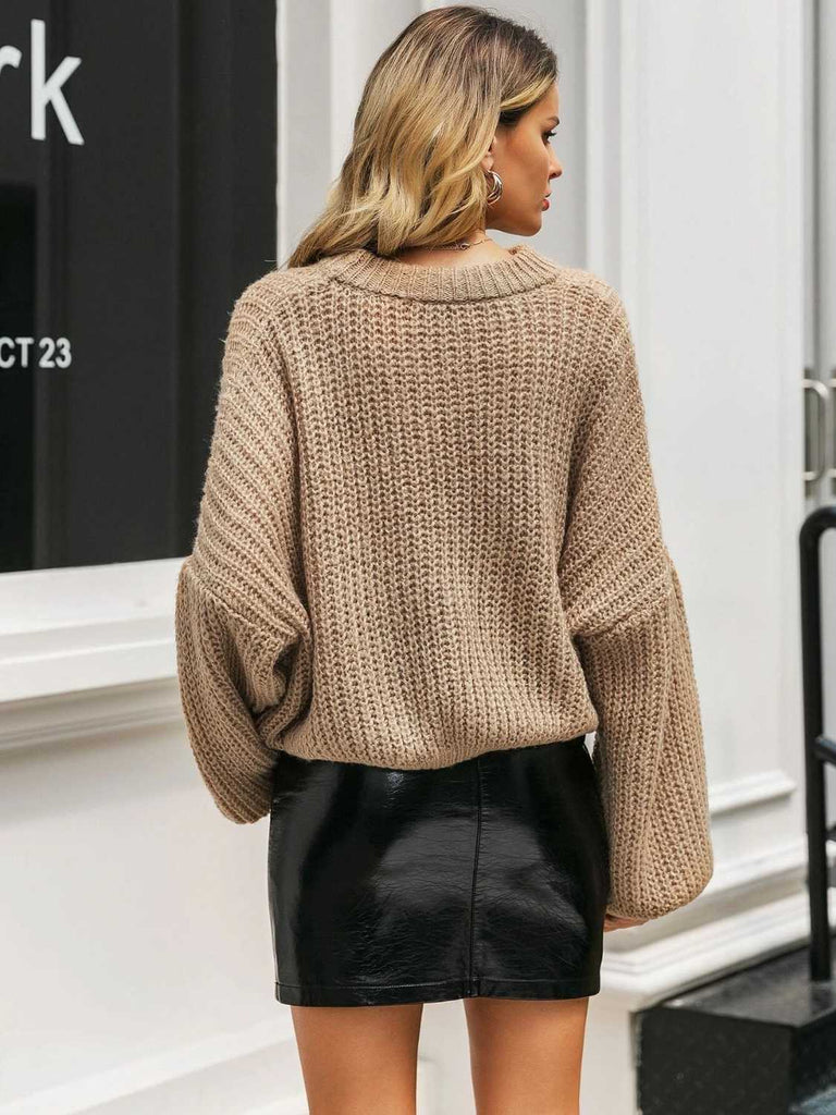 Round Neck Long Sleeve Sweater - Juvrena