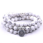 silver Lotus pendant Buddha beads religion Yoga Bracelet - Juvrena