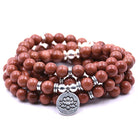 silver Lotus pendant Buddha beads religion Yoga Bracelet - Juvrena