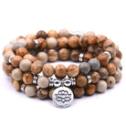 silver Lotus pendant Buddha beads religion Yoga Bracelet - Juvrena