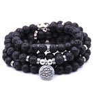 silver Lotus pendant Buddha beads religion Yoga Bracelet - Juvrena