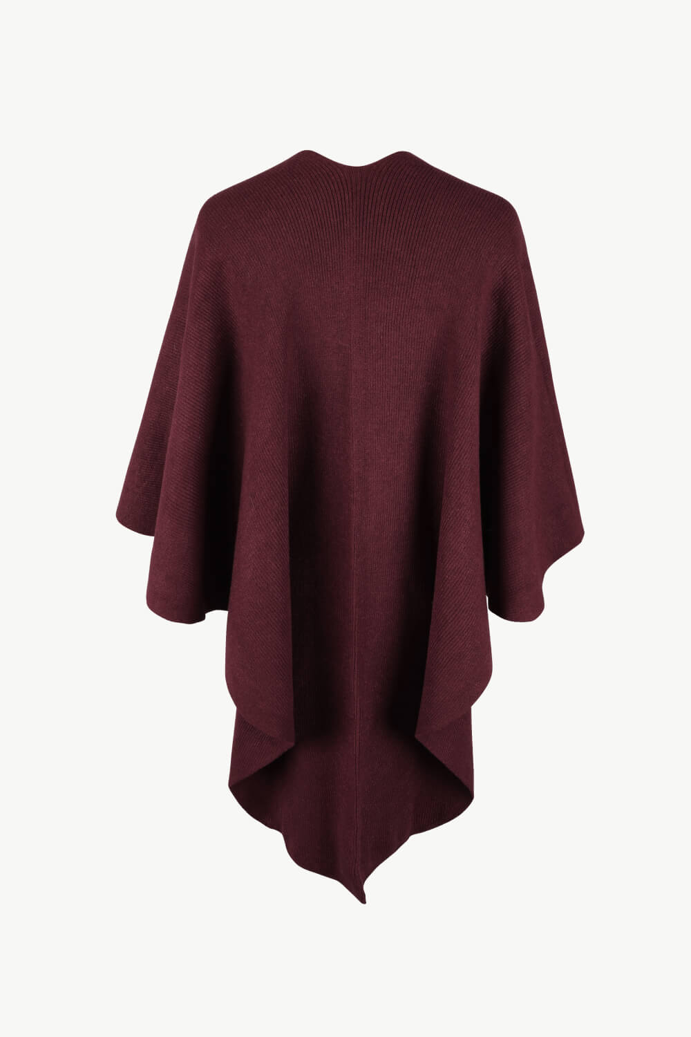 Surplice Neck Pom-Pom Trim Poncho - Juvrena