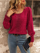 Swiss Dot Lace Detail Blouse - Juvrena