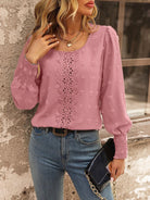 Swiss Dot Lace Detail Blouse - Juvrena