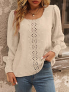 Swiss Dot Lace Detail Blouse - Juvrena