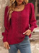 Swiss Dot Lace Detail Blouse - Juvrena