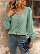 Swiss Dot Lace Detail Blouse - Juvrena