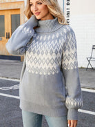 Turtleneck Lantern Sleeve Sweater - Juvrena