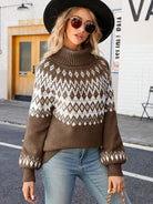 Turtleneck Lantern Sleeve Sweater - Juvrena