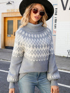 Turtleneck Lantern Sleeve Sweater - Juvrena